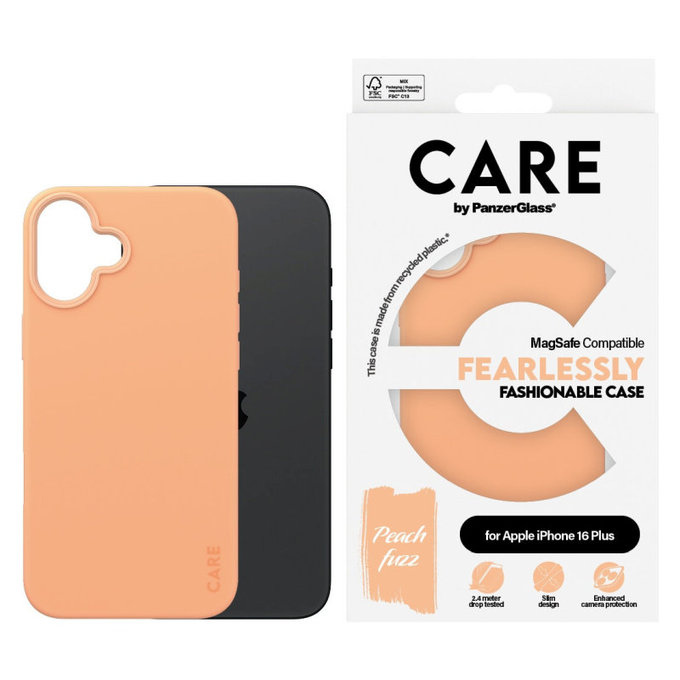 Puzdro Fearlessly s MagSafe pre iPhone 16 Plus, Peachy, CARE