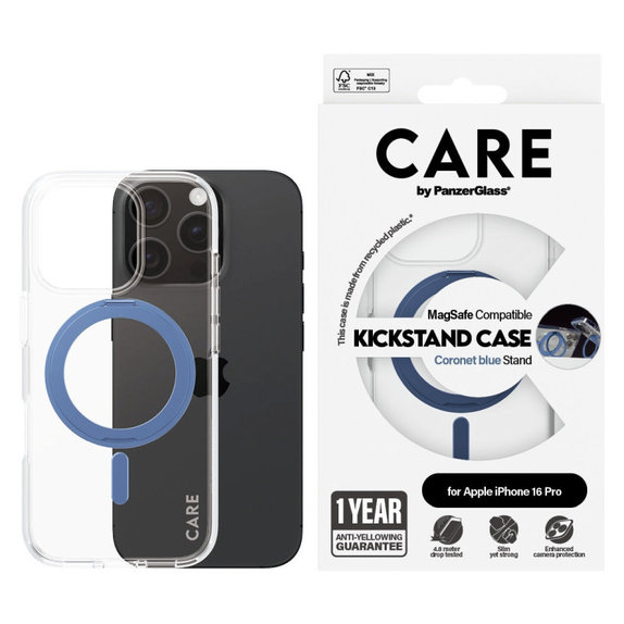 Puzdro Kickstand s MagSafe pre iPhone 16 Pro, Modrá, CARE