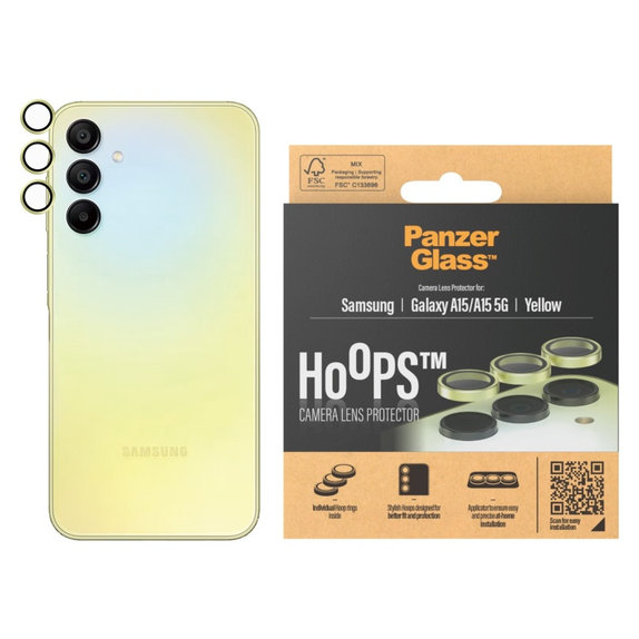 Ochranný kryt objektívu Hoops pre Samsung A15/A15 5G, Žltá, PanzerGlass