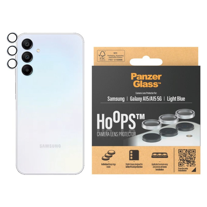 Ochranný kryt objektívu Hoops pre Samsung A15/A15 5G, Svetlá modrá, PanzerGlass