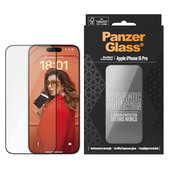 Tvrdené sklo UWF Ceramic s aplikátorom pre iPhone 15 Pro, Čierna, PanzerGlass