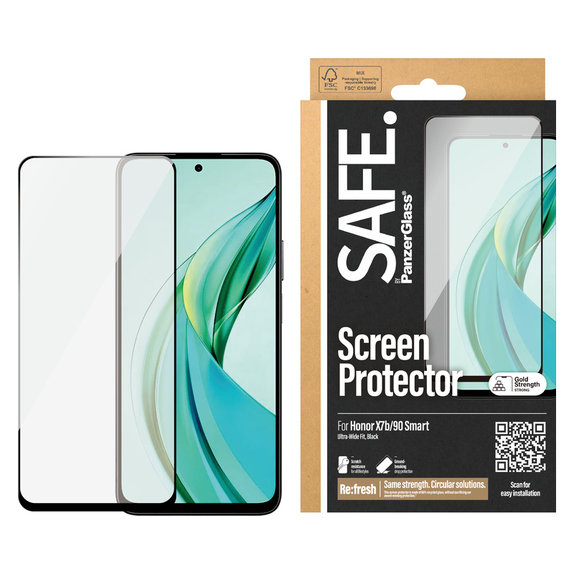 Tvrdené sklo UWF pre Honor 90 Smart, Čierne, SAFE by PanzerGlass