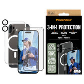 Bundle 3v1 Hoops + Tvrdené sklo UWF + Hard Case pre iPhone 16, PanzerGlass