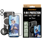 Bundle Hoops + Tvrdené sklo UWF + Hard Case + Magnetic Ring Mount pre iPhone 16, PanzerGlass