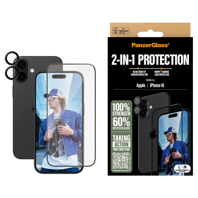 Bundle Hoops + Tvrdené sklo UWF pre iPhone 16, PanzerGlass