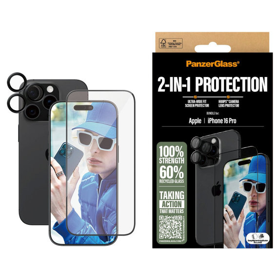 Bundle Hoops + Tvrdené sklo UWF pre iPhone 16 Pro, PanzerGlass