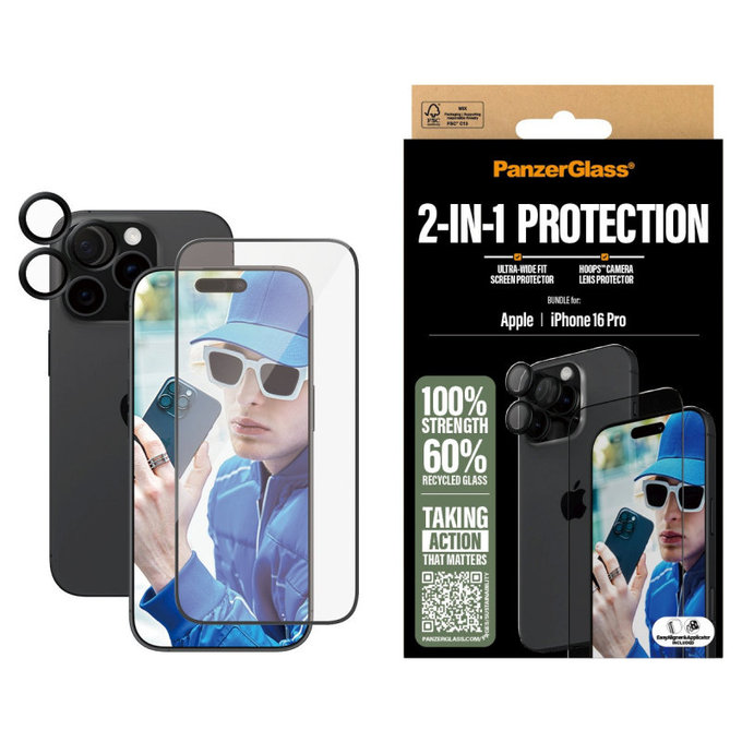 Bundle Hoops + Tvrdené sklo UWF pre iPhone 16 Pro, PanzerGlass