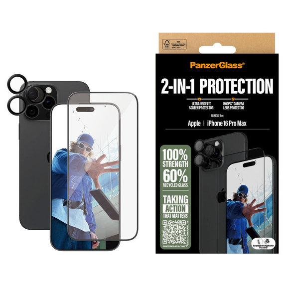Bundle Hoops + Tvrdené sklo UWF pre iPhone 16 Pro Max, PanzerGlass