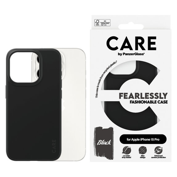 Puzdro Fearlessly pre iPhone 15 Pro, Čierna, PanzerGlass