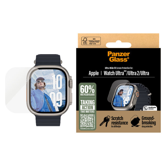 Tvrdené sklo pre Apple Watch Ultra 2024/Ultra 2/Ultra, Číra, PanzerGlass