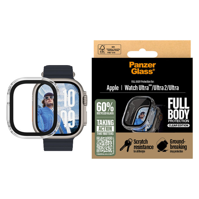 Tvrdené sklo Full Body pre Apple Watch Ultra 2024/Ultra 2/Ultra, Číra, PanzerGlass