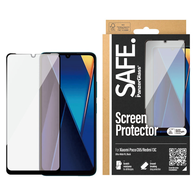 Tvrdené sklo UWF pre Xiaomi Redmi 13C 5G, Čierna, SAFE by PanzerGlass