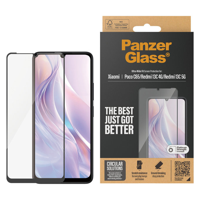 Tvrdené sklo UWF pre Xiaomi Redmi 13C 5G, Čierna, PanzerGlass
