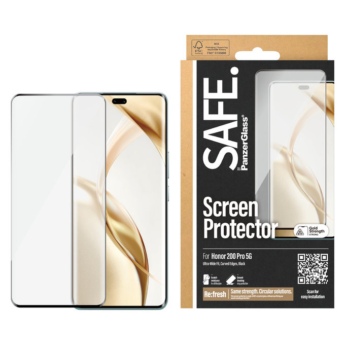 Tvrdené sklo UWF pre Honor 200 Pro, Čierna, SAFE by PanzerGlass