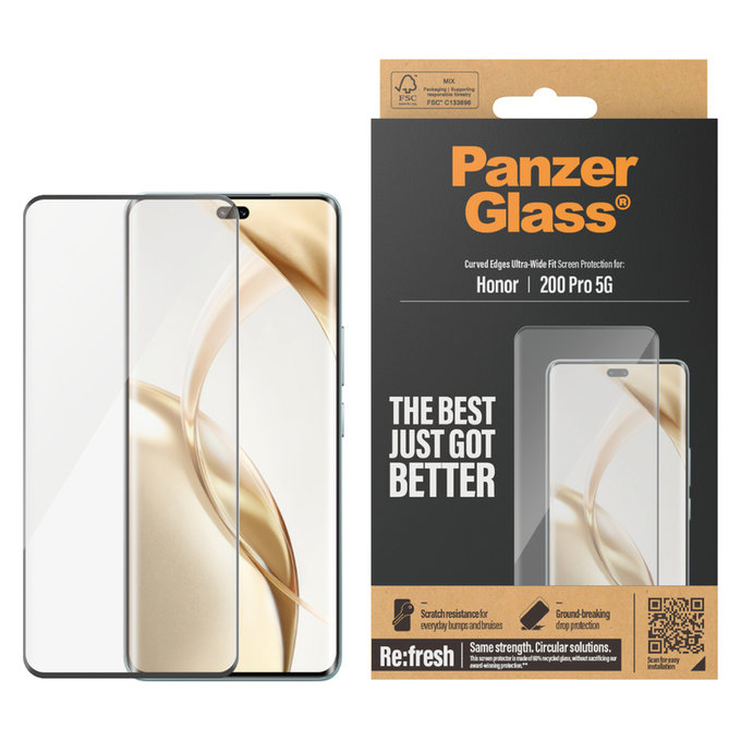 Tvrdené sklo Re:Fresh UWF pre Honor 200 Pro, Čierna, PanzerGlass