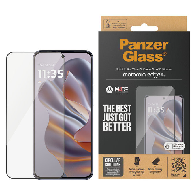 Tvrdené sklo UWF pre Motorola Edge 50 Neo, Čierna, PanzerGlass
