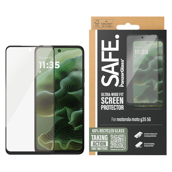 Tvrdené sklo pre Motorola Moto G35, Čierna, SAFE by PanzerGlass