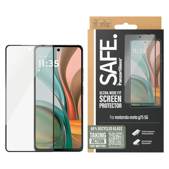 Tvrdené sklo UWF pre Motorola Moto G75 5G, Čierna, SAFE by PanzerGlass