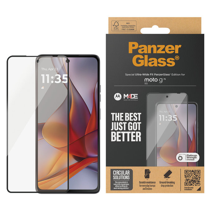 Tvrdené sklo UWF pre Motorola Moto G75 5G, Čierna, PanzerGlass