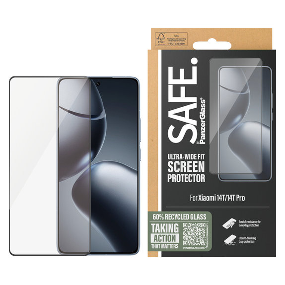 Tvrdené sklo UWF pre Xiaomi 14T/14T Pro, Čierna, SAFE by PanzerGlass