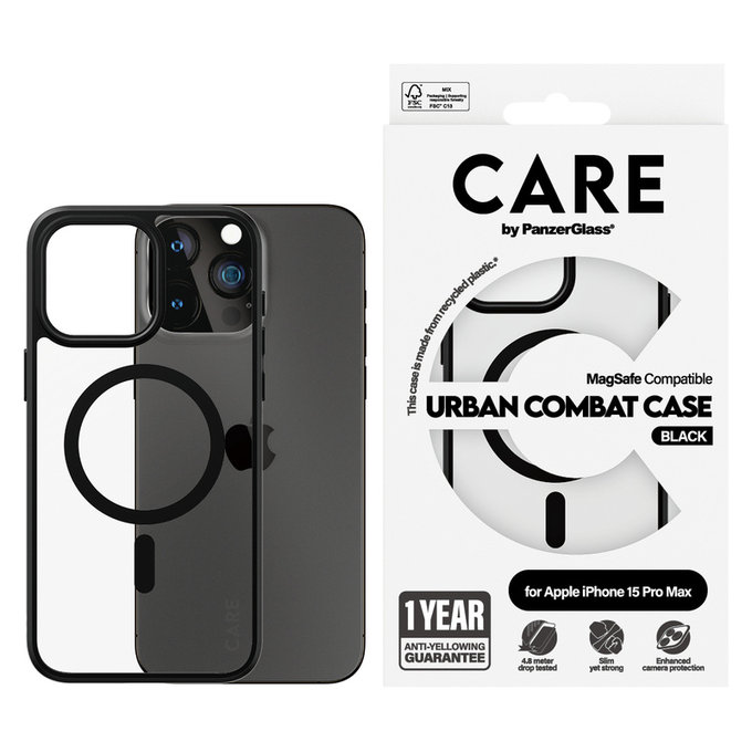 Puzdro Urban Combat s MagSAFE by PanzerGlass pre iPhone 15 Pro Max, Čierna, PanzerGlass