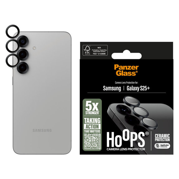 Ochranný kryt objektívu Hoops Ceramic pre Samsung S25+, Čierna, PanzerGlass