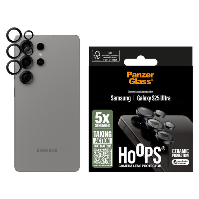Ochranný kryt objektívu Hoops Ceramic pre Samsung S25 Ultra, Čierna, PanzerGlass