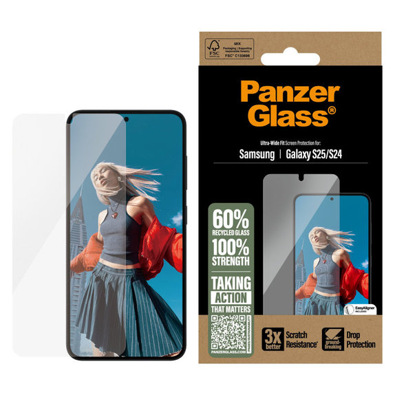 Tvrdené sklo UWF s aplikátorom pre Samsung S25, Transparentná, PanzerGlass