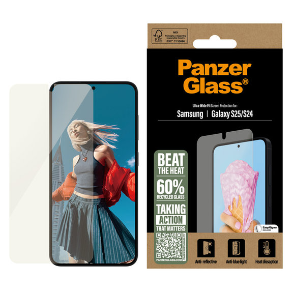 Tvrdené sklo UWF All-in-One s aplikátorom pre Samsung Galaxy S25, Číra, PanzerGlass