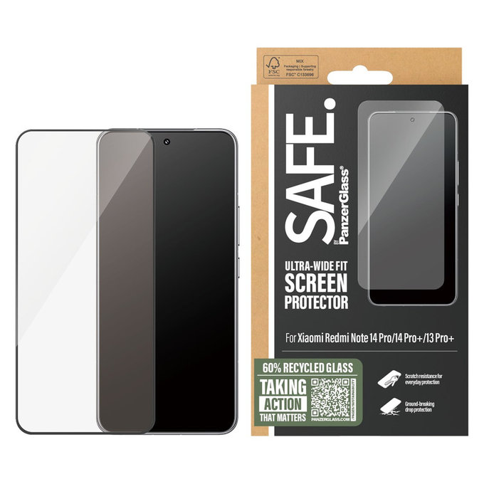 Tvrdené sklo UWF pre Xiaomi Redmi Note 14 Pro/14 Pro+/13 Pro+, Čierna, SAFE by PanzerGlass