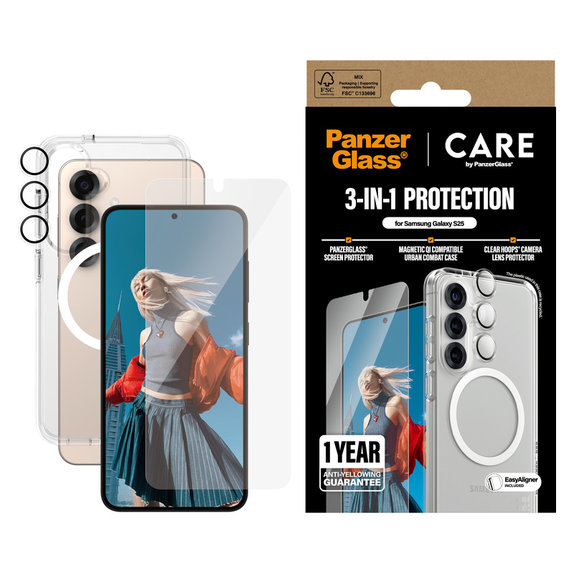 Bundle 3v1 pre Samsung Galaxy S25, PanzerGlass