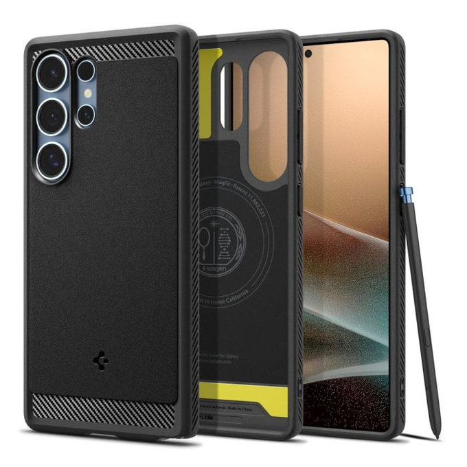 Spigen - Puzdro Rugged Armor s MagSafe pre Samsung Galaxy S25 Ultra, Matte Black