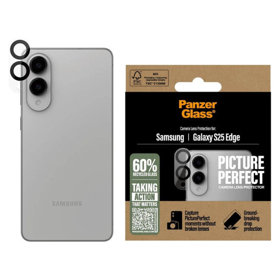 Ochranný kryt objektívu PicturePerfect pre Samsung S25 Edge, Čierna, PanzerGlass