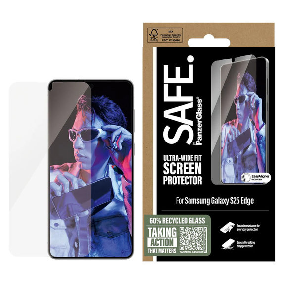 Tvrdené sklo UWF s aplikátorom pre Samsung Galaxy S25 Edge, Číra, SAFE by PanzerGlass