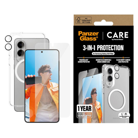 Bundle 3v1 pre Samsung Galaxy S25 Edge, PanzerGlass