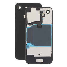 Apple iPhone 16e - Sklo Zadného Housingu + Sklíčko Kamery + Kovový Pliešok (Black)