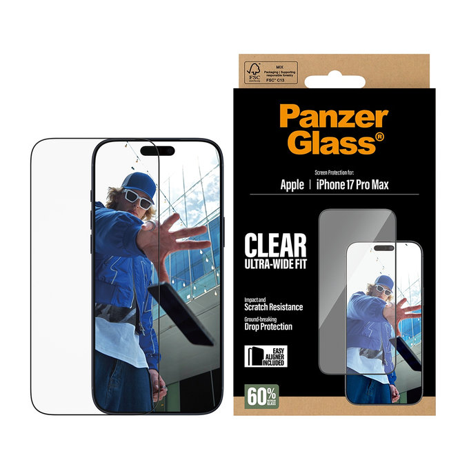 Tvrdené sklo UWF s aplikátorom pre iPhone 17 Pro Max, Čierna, PanzerGlass