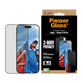 Tvrdené sklo UWF 2-Way Privacy s aplikátorom pre iPhone 17/16 Pro, Čierna, PanzerGlass