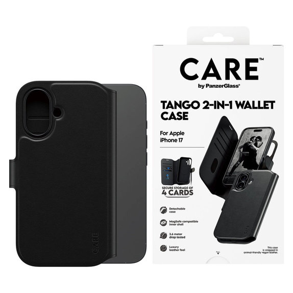Puzdro Wallet Tango Two-In-One s MagSafe pre iPhone 17, Čierna, CARE