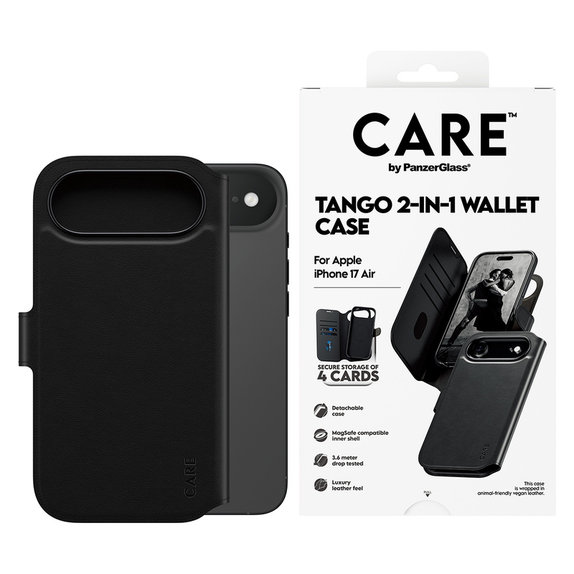 Puzdro Wallet Tango Two-In-One s MagSAFE by PanzerGlass pre iPhone Air, Čierna, PanzerGlass