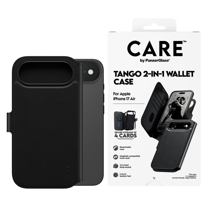 Puzdro Wallet Tango Two-In-One s MagSAFE by PanzerGlass pre iPhone Air, Čierna, PanzerGlass