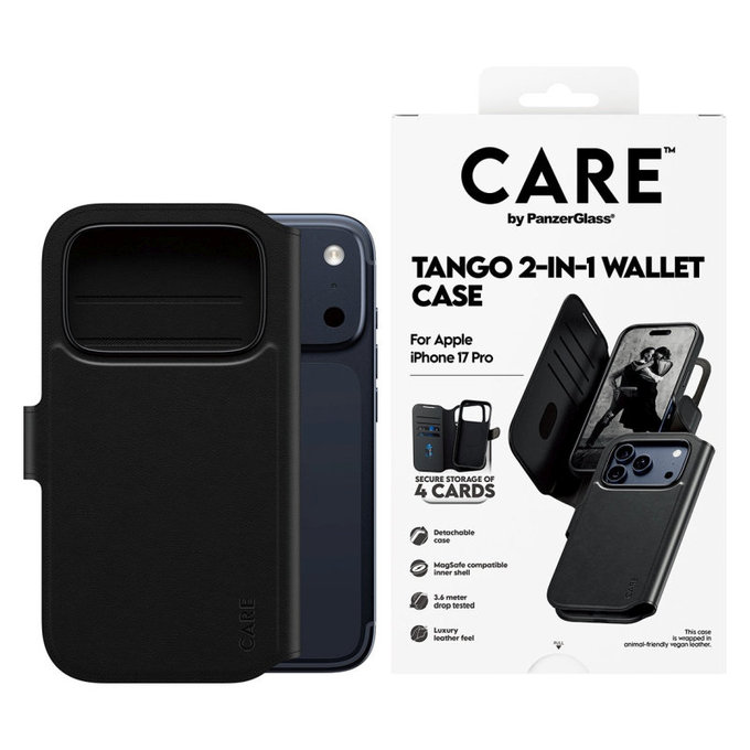 Puzdro Wallet Tango Two-In-One s MagSafe pre iPhone 17 Pro, Čierna, CARE