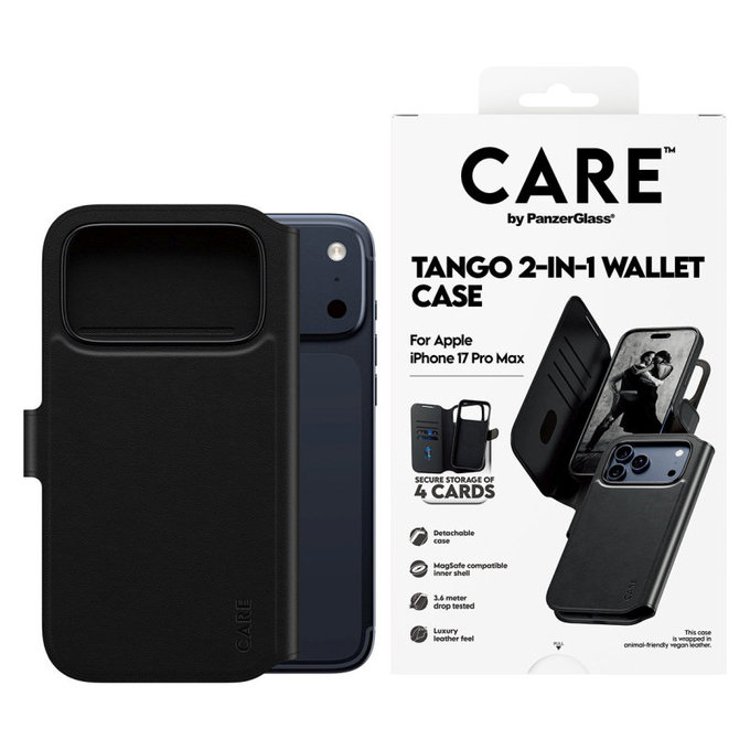 Puzdro Wallet Tango Two-In-One s MagSafe pre iPhone 17 Pro Max, Čierna, PanzerGlass