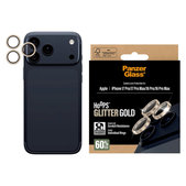 Ochranný kryt objektívu Hoops pre iPhone 17 Pro Max/17 Pro/16 Pro Max/16 Pro, Glitter Gold, PanzerGlass