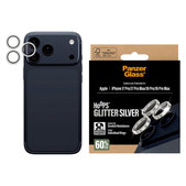 Ochranný kryt objektívu Hoops pre iPhone 17 Pro Max/17 Pro/16 Pro Max/16 Pro, Glitter Silver, PanzerGlass