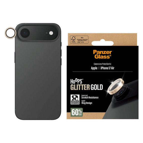 Ochranný kryt objektívu Hoops pre iPhone 17 Air, Glitter Gold, PanzerGlass