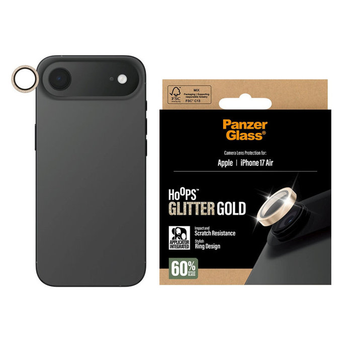 Ochranný kryt objektívu Hoops pre iPhone 17 Air, Glitter Gold, PanzerGlass