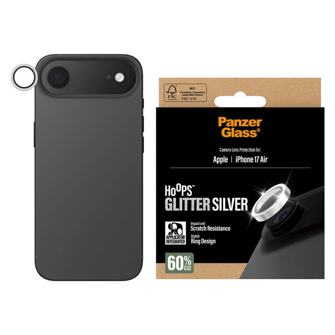 Ochranný kryt objektívu Hoops pre iPhone 17 Air, Glitter Silver, PanzerGlass