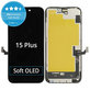 Displej Soft OLED pre iPhone 15 Plus, Dotykové sklo s rámom, DIAGNOSTIC