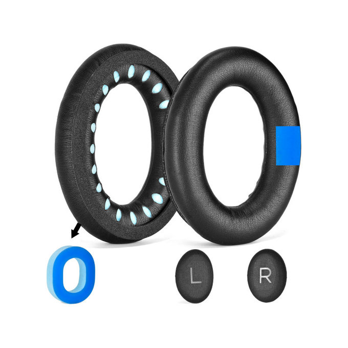 Náhradné Náušníky pre Bose QC25, QC35, QC45, Pamäťová pena + PU Koža, Čierne, Chladivý Gél, 1 pár